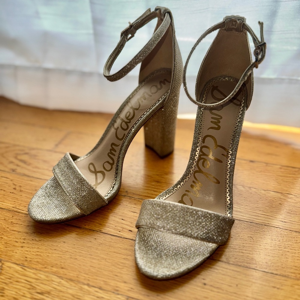 Sam Edelman Light Gold Glam Yaro Block Heel Sandals